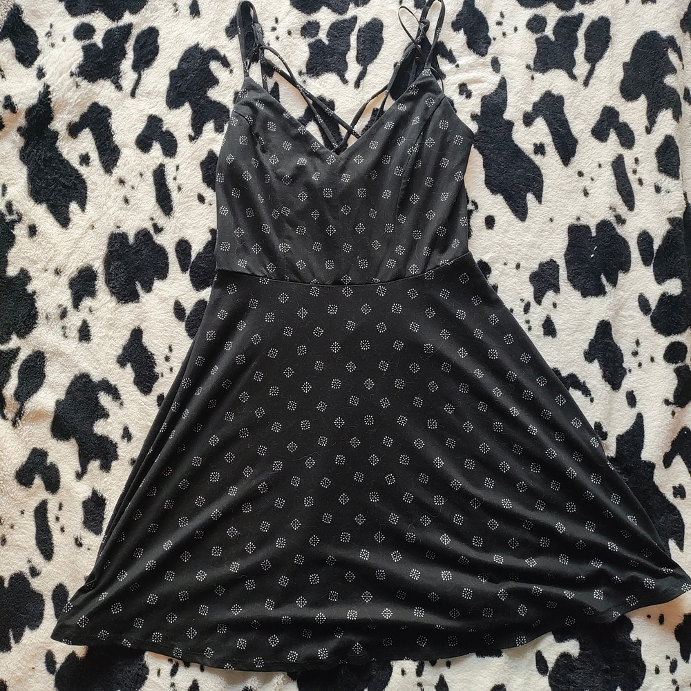 Nine Britton Black Mini Dress with White Pattern